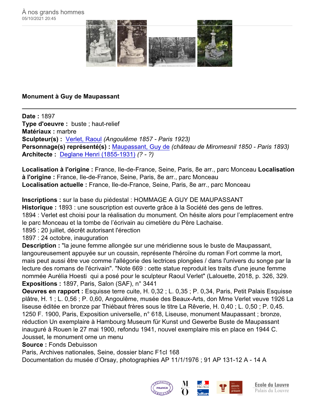 Résumé Pour Monument À Guy De Maupassant