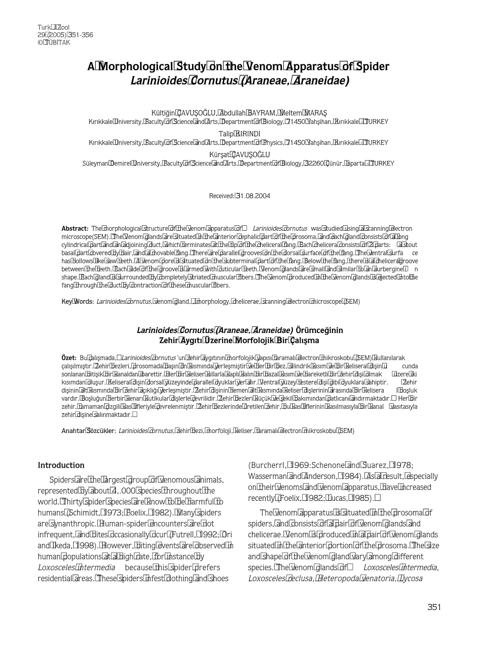 A Morphological Study on the Venom Apparatus of Spider