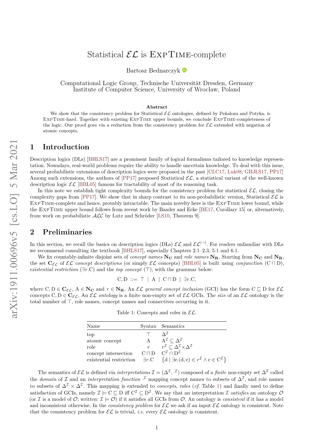 Arxiv:1911.00696V5 [Cs.LO] 5 Mar 2021