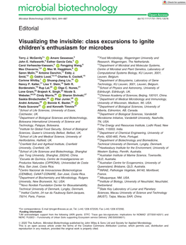 Visualizing the Invisible: Class Excursions to Ignite Children’S Enthusiasm for Microbes