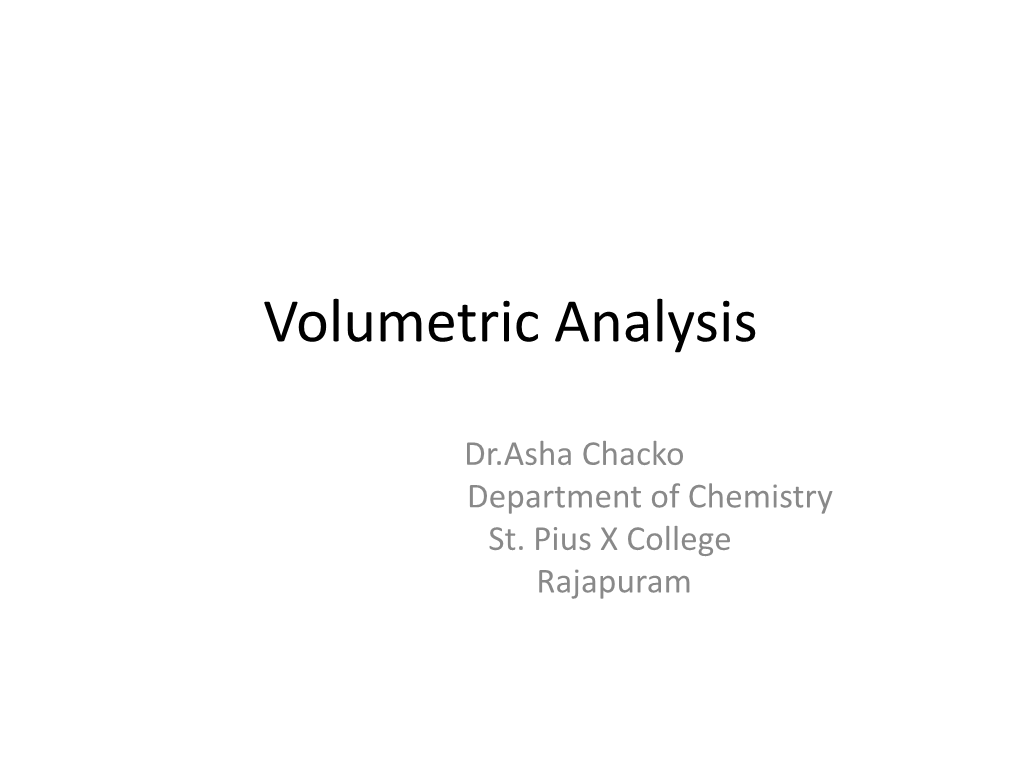 Volumetric Analyisis