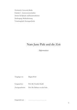 Nam June Paik Und Die Zeit