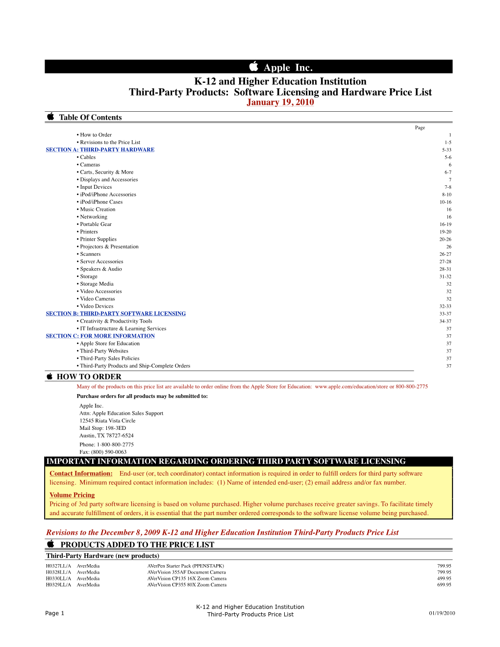 Apple Inc. K-12 and Higher Education Institution Third-Party Products