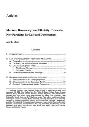 Markets, Democracy, and Ethnicity: Toward a New Paradigm for Law and Development