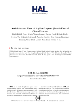 Activities and Uses of Aghien Lagoon (South-East