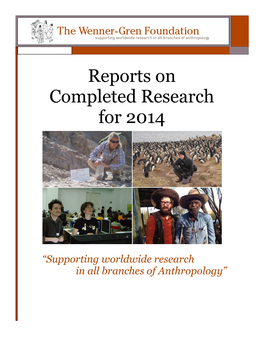 Reports on Completed Research for 2014