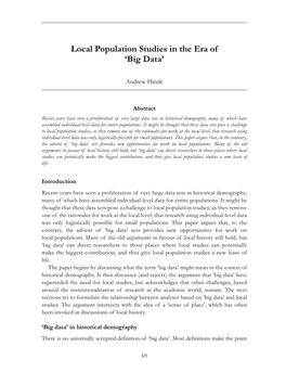 Local Population Studies in the Era of ‘Big Data’