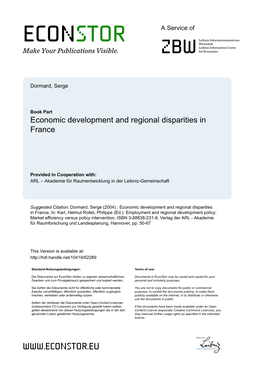 Economic Development and Regional Disparities in France