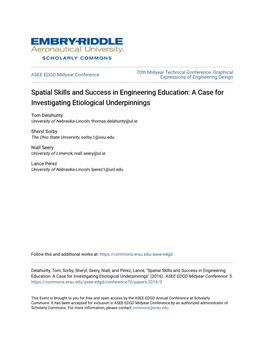 Spatial Skills and Success in Engineering Education: a Case for Investigating Etiological Underpinnings