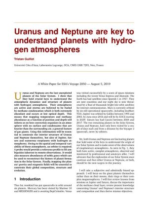 Uranus and Neptune Are Key to Understand Planets with Hydro- Gen Atmospheres