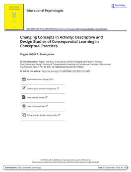 Descriptive and Design Studies of Consequential Learning in Conceptual Practices