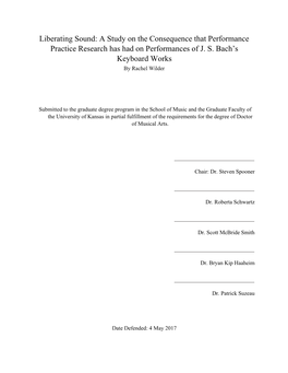 A Study on the Consequence That Performance Practice Research Has Had on Performances of JS Bach's Keyboa