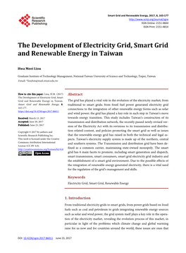 The Development of Electricity Grid, Smart Grid and Renewable Energy in Taiwan
