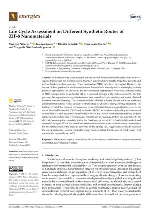 Life Cycle Assessment on Different Synthetic Routes of ZIF-8 Nanomaterials