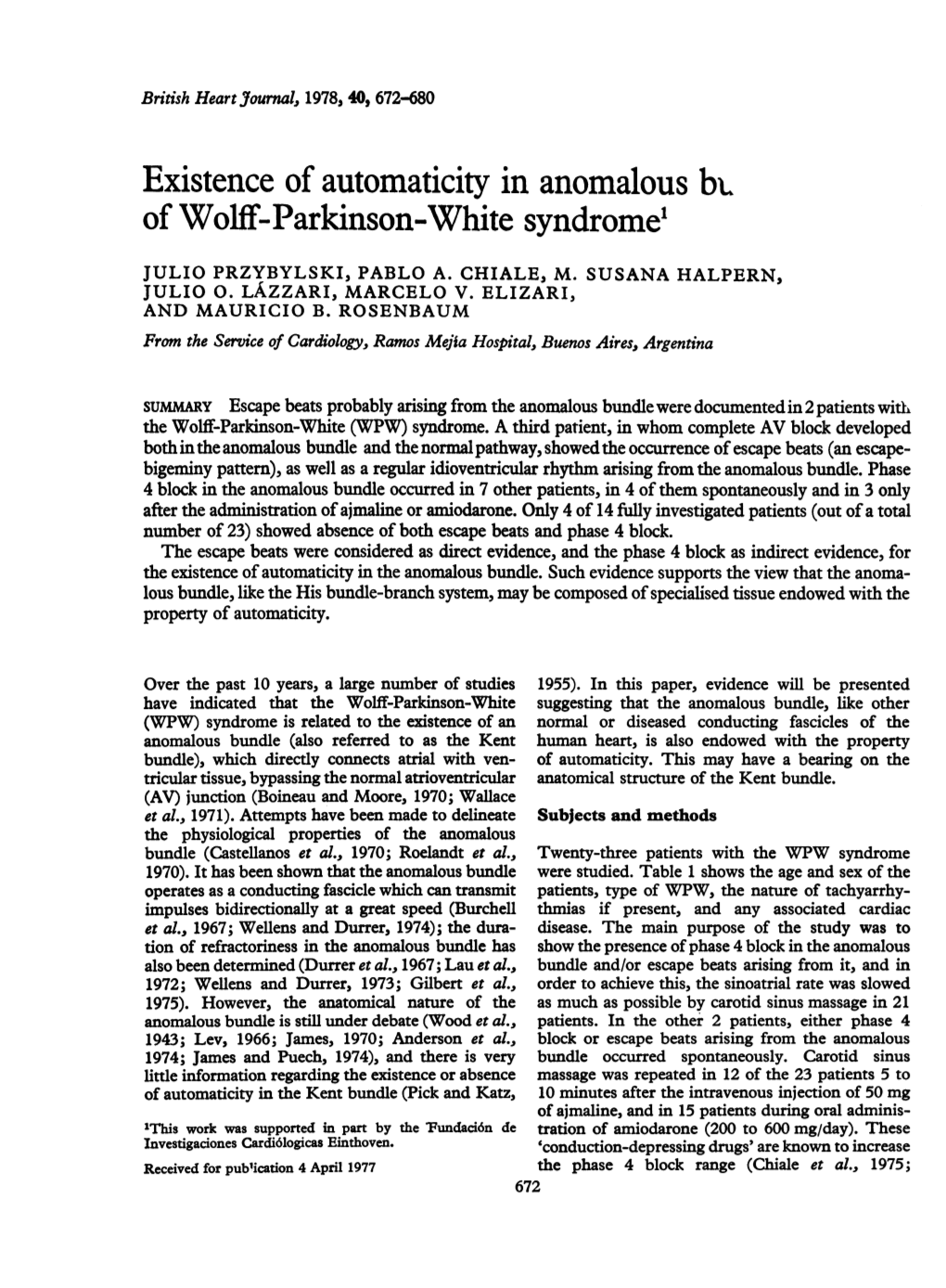 Existence of Automaticity in Anomalous Bi. of Wolff-Parkinson-White Syndrome1