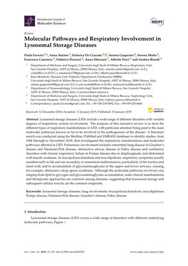 Molecular Pathways and Respiratory Involvement in Lysosomal Storage Diseases
