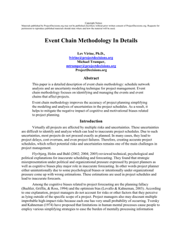 Event Chain Methodology in Project