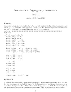 Introduction to Cryptography: Homework 2