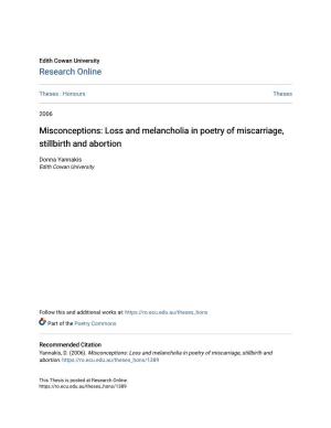 Loss and Melancholia in Poetry of Miscarriage, Stillbirth and Abortion