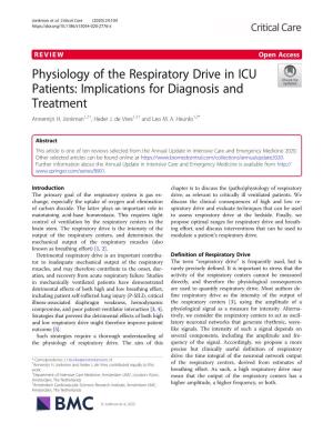 Physiology of the Respiratory Drive in ICU Patients: Implications for Diagnosis and Treatment Annemijn H