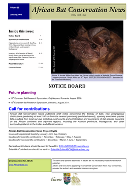 African Bat Conservation News January 2008 ISSN 1812-1268