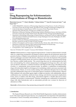 Drug Repurposing for Schistosomiasis: Combinations of Drugs Or Biomolecules