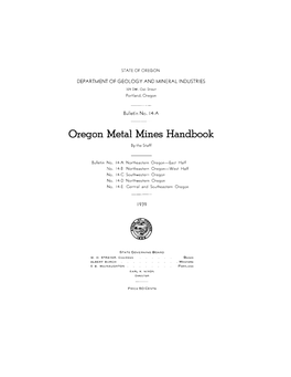 DOGAMI Bulletin 14-A, Oregon Metal Mines Handbook, Northeastern Oregon