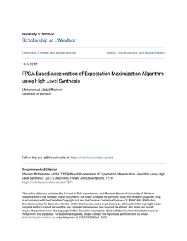 FPGA-Based Acceleration of Expectation Maximization Algorithm Using High Level Synthesis