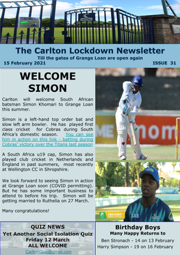 Welcome Simon