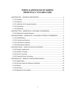 White Earth Band of Ojibwe Medicinal Cannabis Code