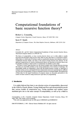 Computational Foundations of Basic Recursive Function Theory*