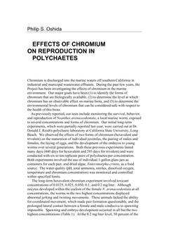 Effects of Chromium on Reproduction in Polychaetes