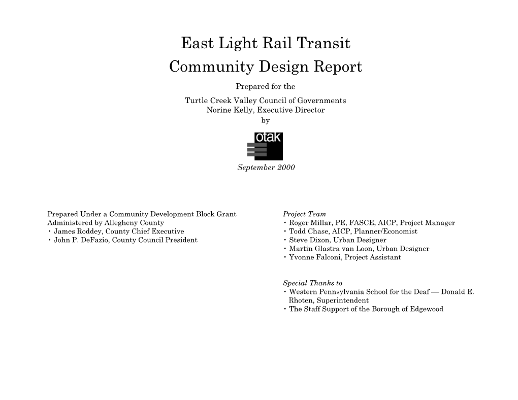 East Light Rail Transit Community Design Report