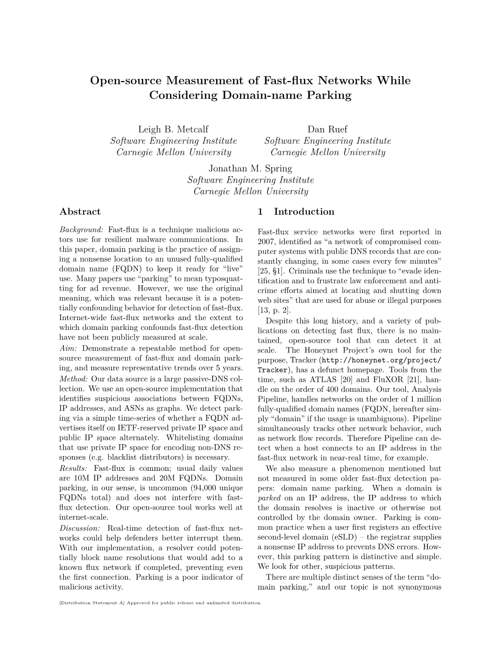 Open-Source Measurement of Fast-Flux Networks While