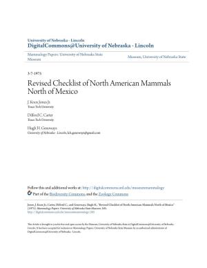 Revised Checklist of North American Mammals North of Mexico J