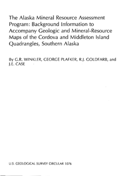 The Alaska Mineral Resource Assessment Program: Background