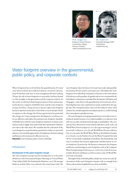 Water Footprint Overview in the Governmental, Public Policy, and Corporate Contexts