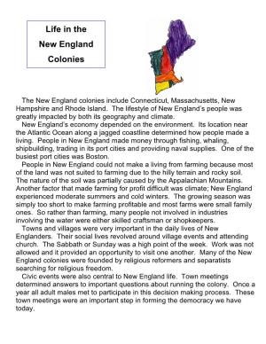 Life in the New England Colonies