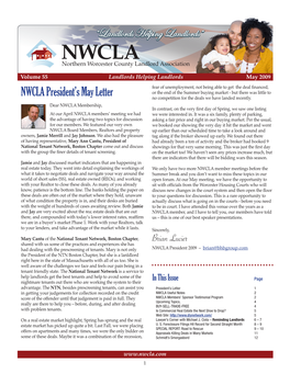 NWCLA President's May Letter
