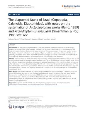 The Diaptomid Fauna of Israel (Copepoda, Calanoida, Diaptomidae), with Notes on the Systematics of Arctodiaptomus Similis (Baird