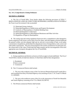1 Sec. 14-1, Comprehensive Zoning Ordinance SECTION I