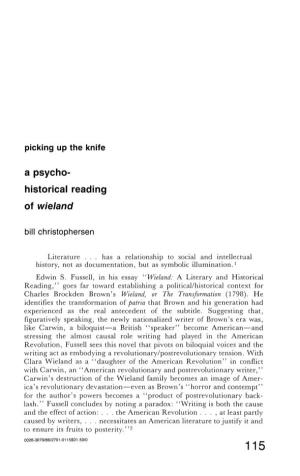 Historical Reading of Wieland Bill Christophersen