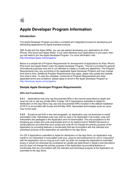 Apple Developer Program Information