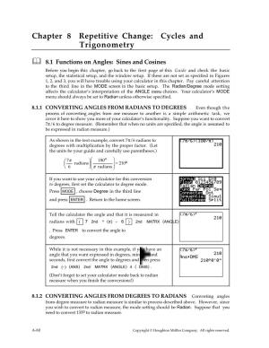 Chapter 8 Repetitive Change: Cycles and Trigonometry