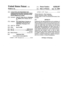 United States Patent (19) 11 Patent Number: 4,820,307 Welch Et Al