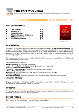 FIRE SAFETY JOURNAL an International Journal Devoted to Research on Fire Safety Science and Engineering