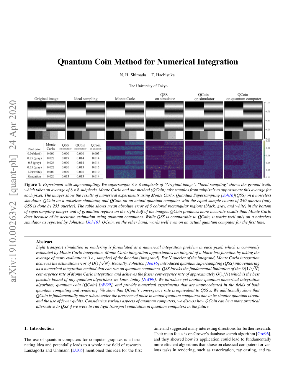 Quantum Coin Method for Numerical Integration