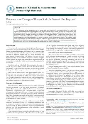 Detumescence Therapy of Human Scalp for Natural Hair Regrowth H