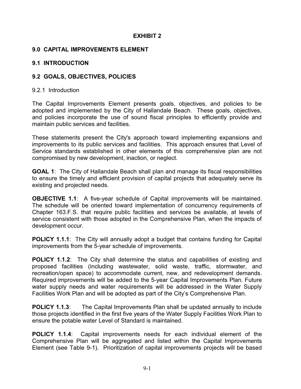 9.0 Capital Improvements Element s1