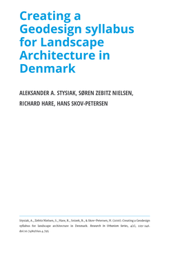 Creating a Geodesign Syllabus for Landscape Architecture in Denmark